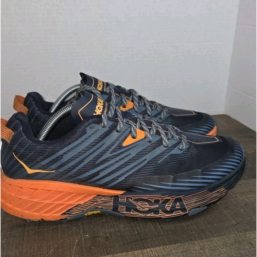 HOKA Speedgoat 4 Men's Size 10 Trail Running Shoes Blue Orange 11106525-RTPO - Picture 3 of 11